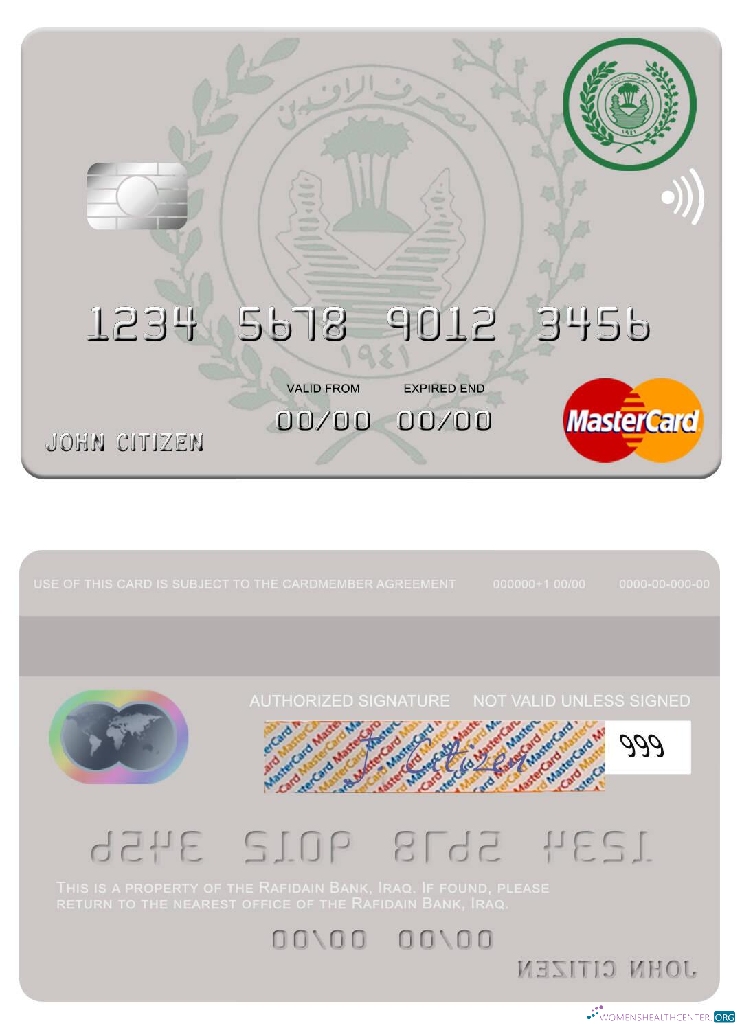 Download Iraq Rafidian Bank mastercard Photoshop template